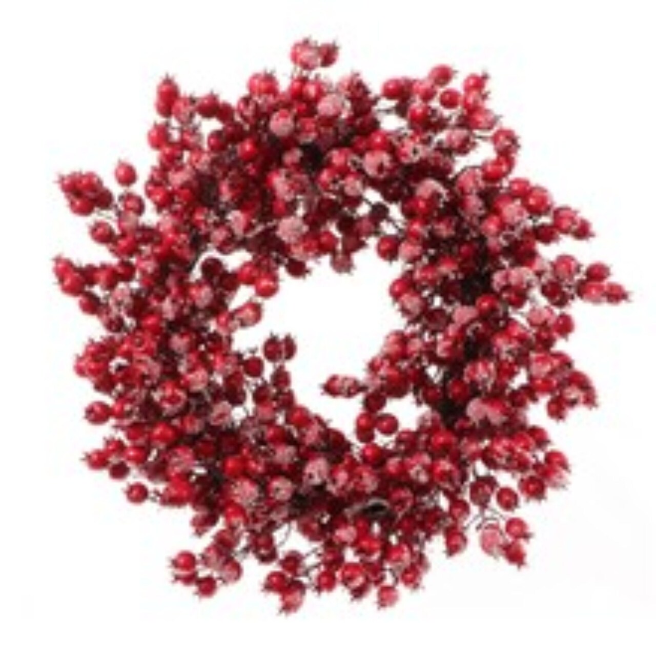 6-Pack 22" Red Frosted Berry Wreath - 22-Inch Iced Hawthorn Twig Berries Holiday Decorative Winter Christmas Berry Wreaths for Front Door, Fireplace, Mantel, Xmas Décor - Christmas Berry Wreath